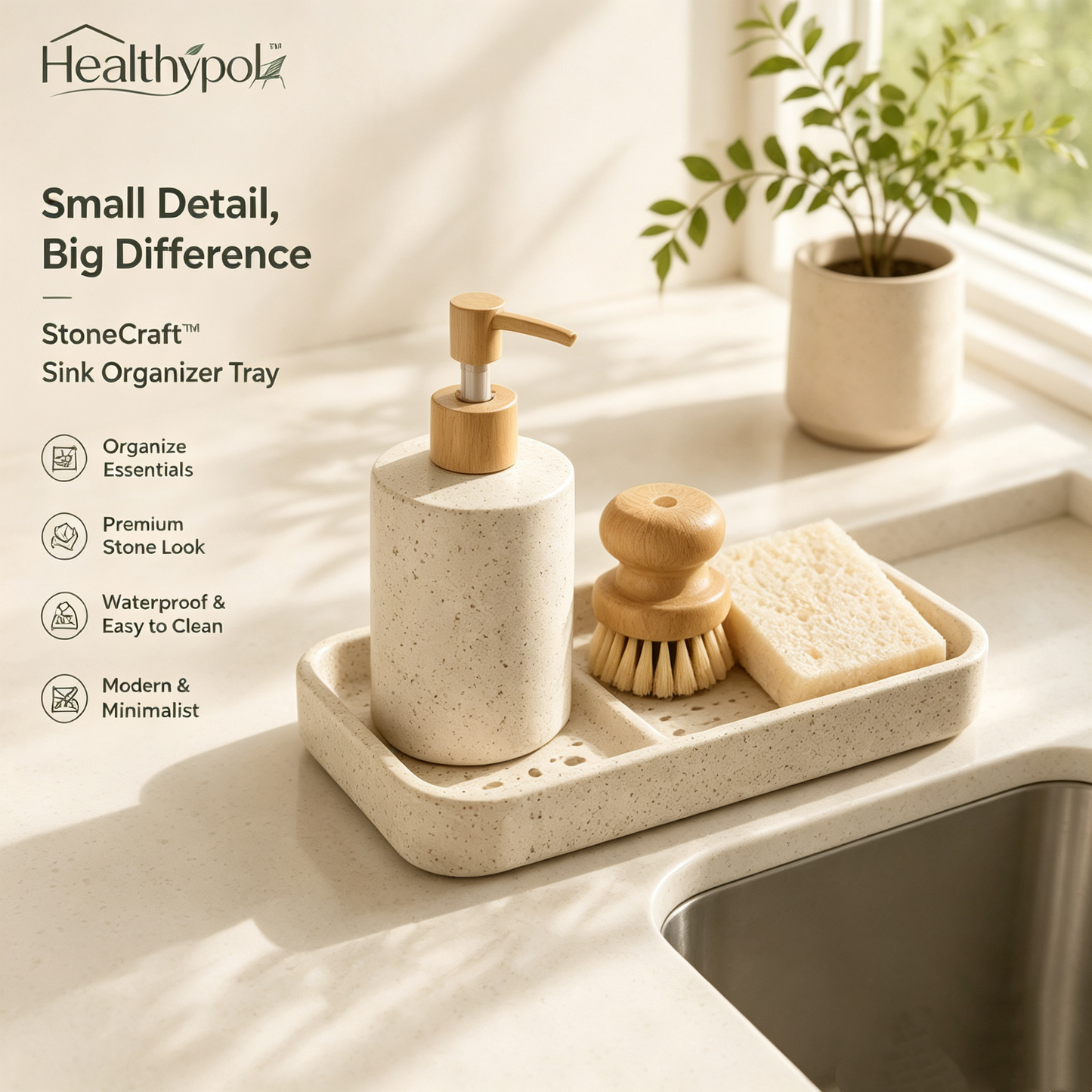 Healthypol™ StoneCraft™ Kitchen Sink Organizer Tray