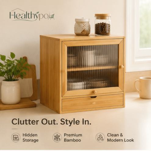 Healthypol™ TerraWood™ Bamboo Kitchen Counter Storage Cabinet